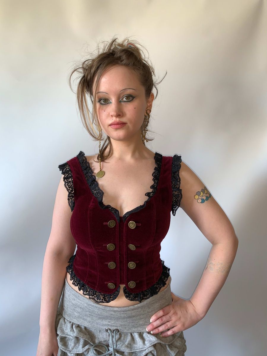 Chantal Thomass Red Velvet Bustier product image