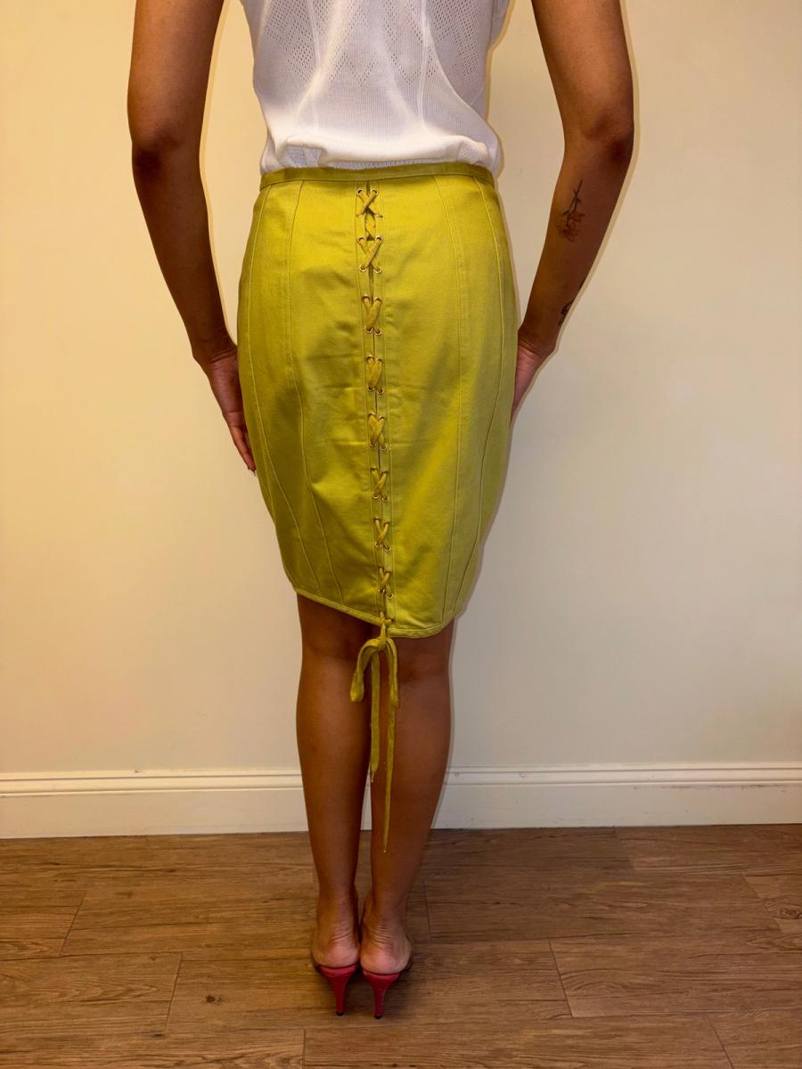 80s Junior Gaultier Green Lace Up Skirt product image
