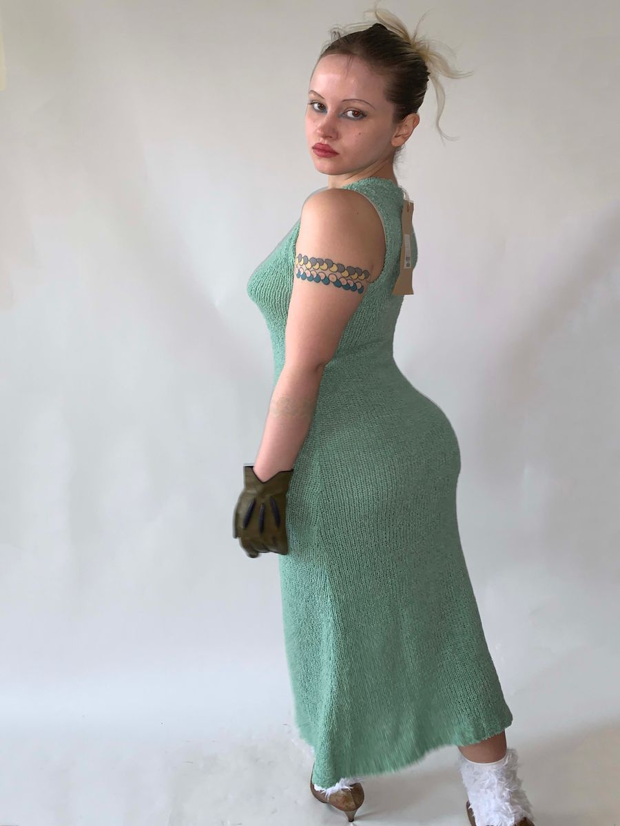 Beauty: Beast Sage Green Knit Maxi Dress product image