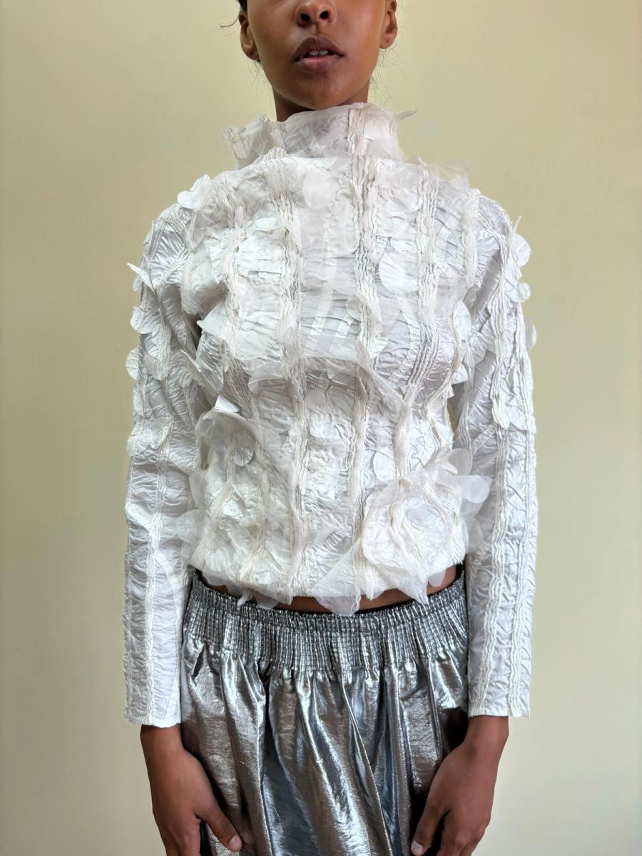 90s Yoshiki Hishinuma Pleated Petal Top