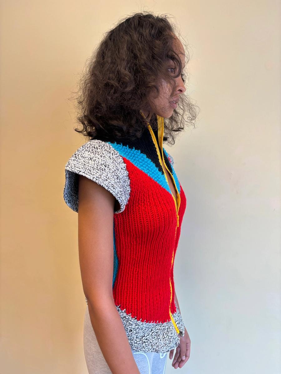 Michelle Pesetti Avant-Garde Colorblock Handknit Top  product image