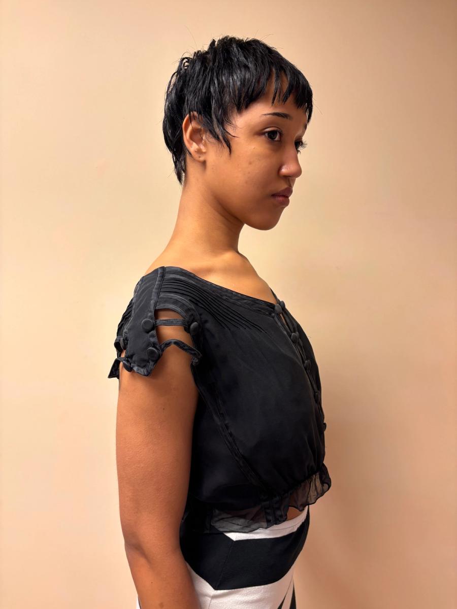 Norma Kamali OMO Fall 1993 Edwardian- Inspired Silk Top product image