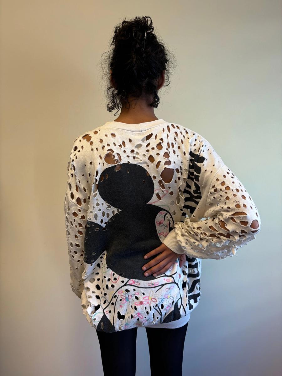 One-of-a-kind Nozomi Ishiguro Shredded Mickey Mouse Sweatshirt product image