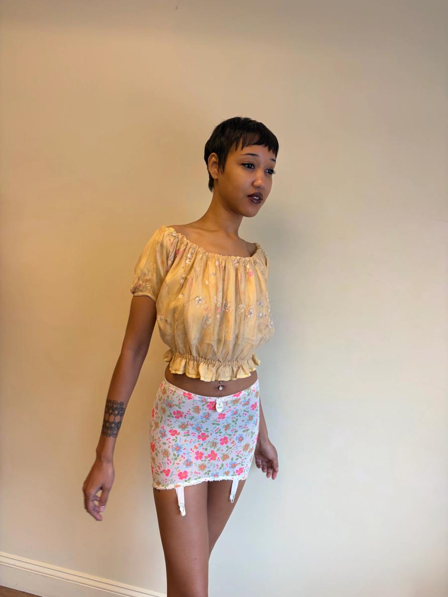 Vintage French Handpainted Silk Top  product image