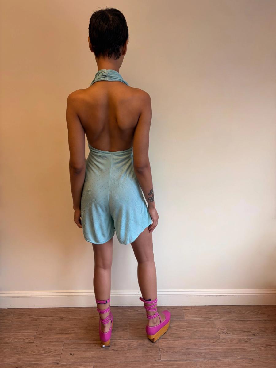 Vintage Chantal Thomass Aqua Halter Romper product image