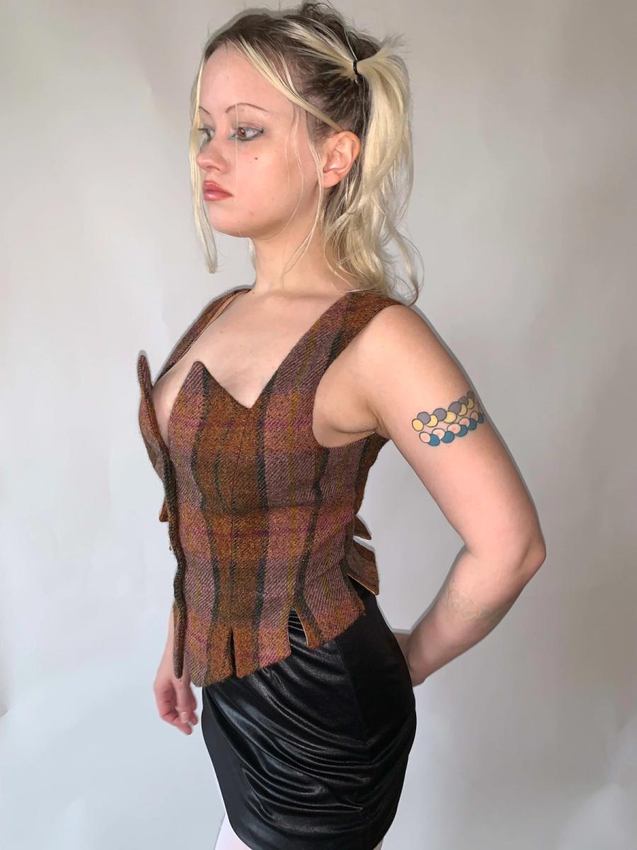 Vivienne Westwood Tartan Vest with Jagged Neckline product image