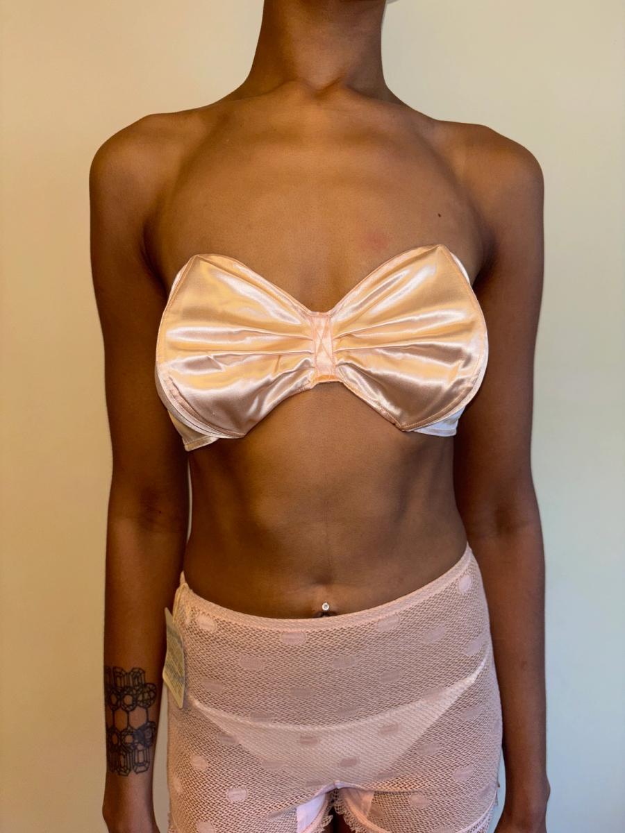 40s French Pink Satin Bra product image