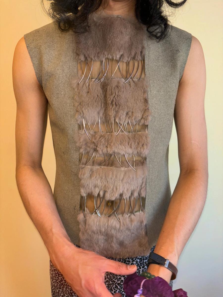 Emmanuelle Khanh Cutout Fur and Metal Tanktop product image