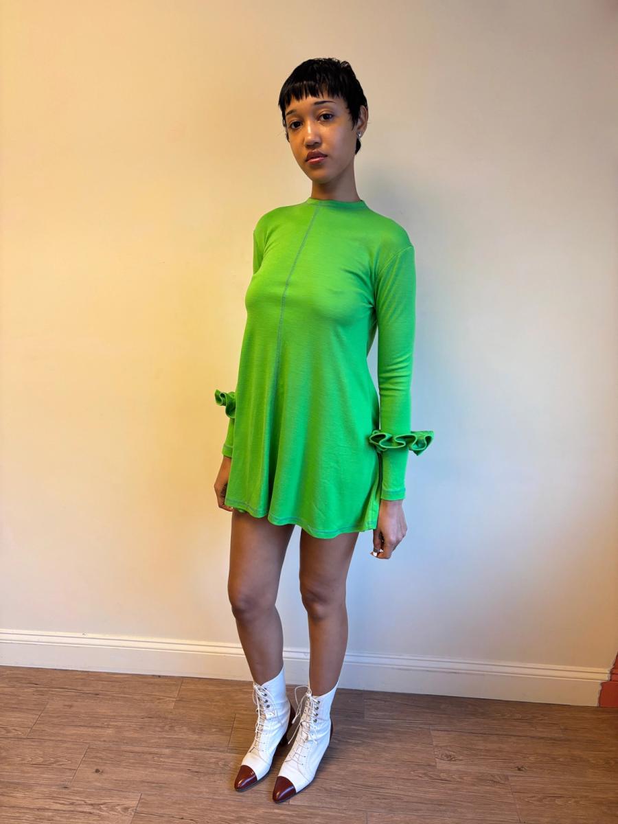 Vintage Chantal Thomass Green Ruffled Trim Dress product image