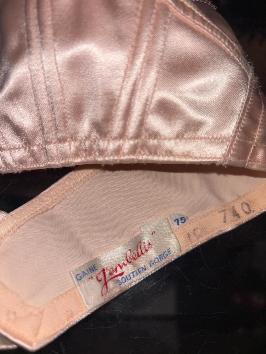 1950s French Pink Satin Bullet Bra product image