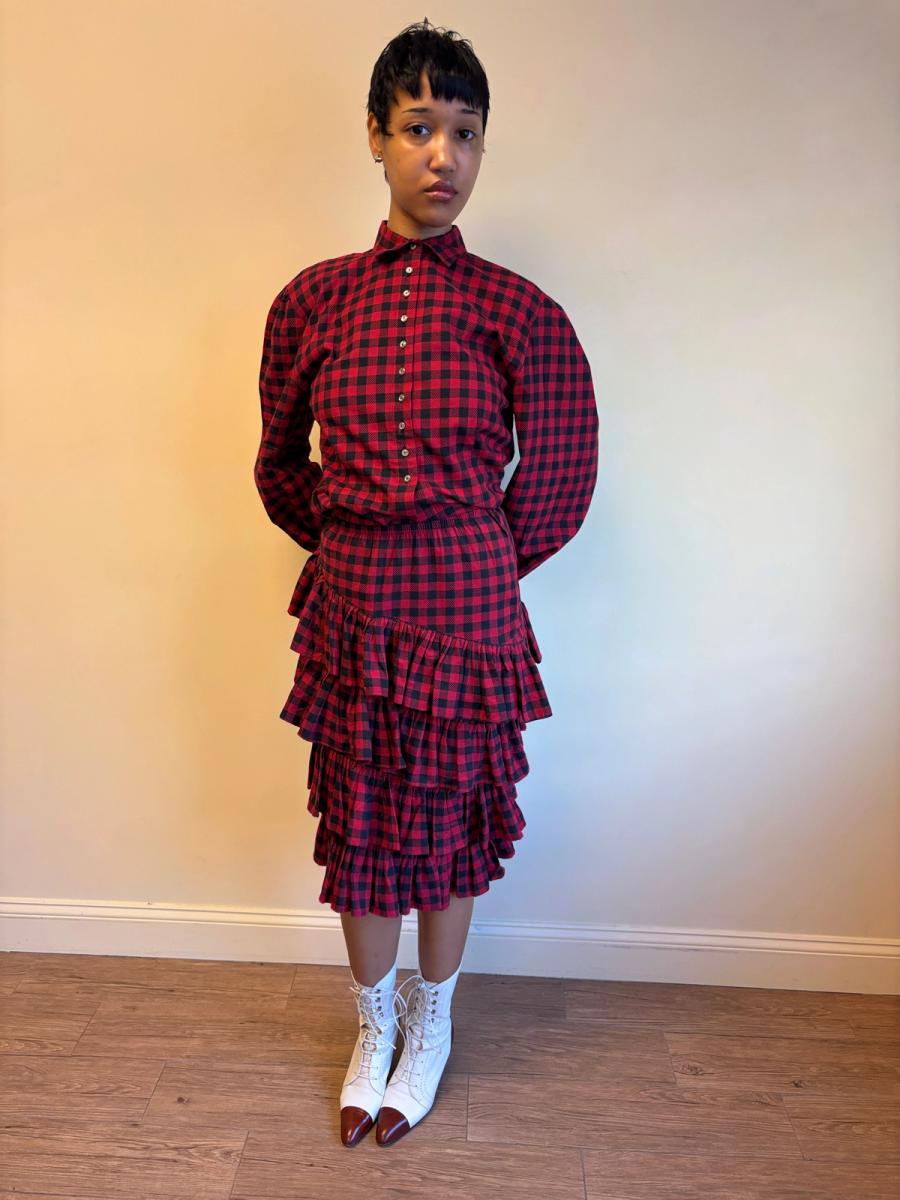 80s Norma Kamali Red Plain Set product image