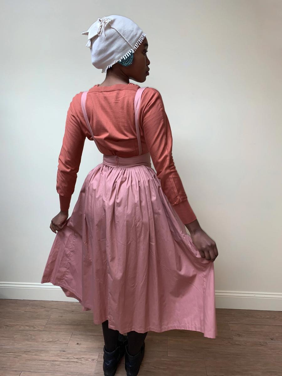 80s Norma Kamali Large Pocket Suspender Skirt product image