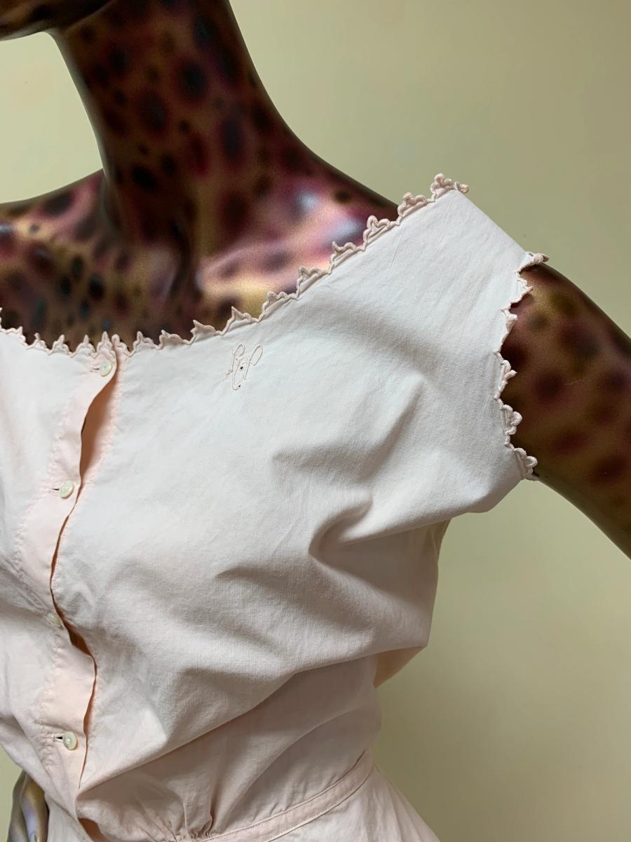 Antique Embroidered Pink Cotton Corset Cover product image
