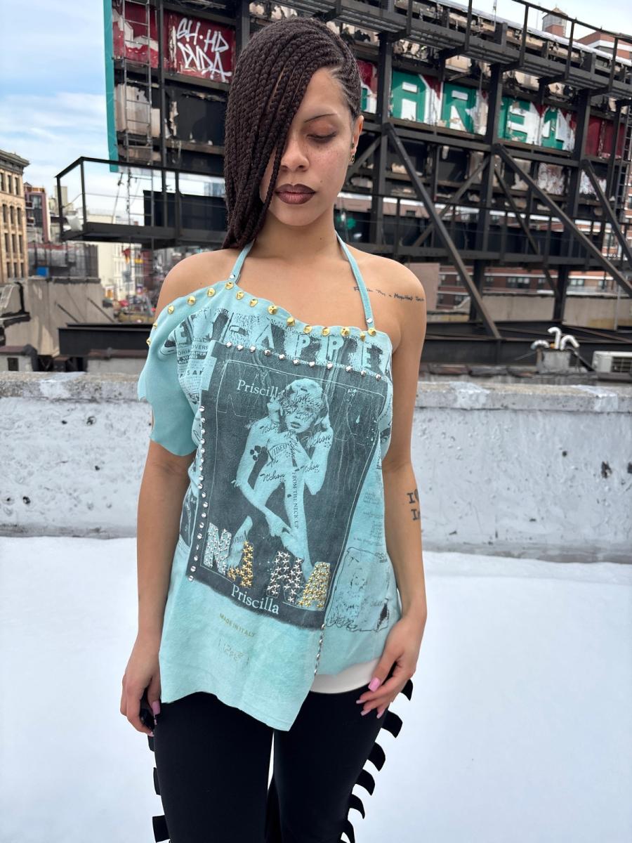 NANA Studded Turquoise Suede Halter product image