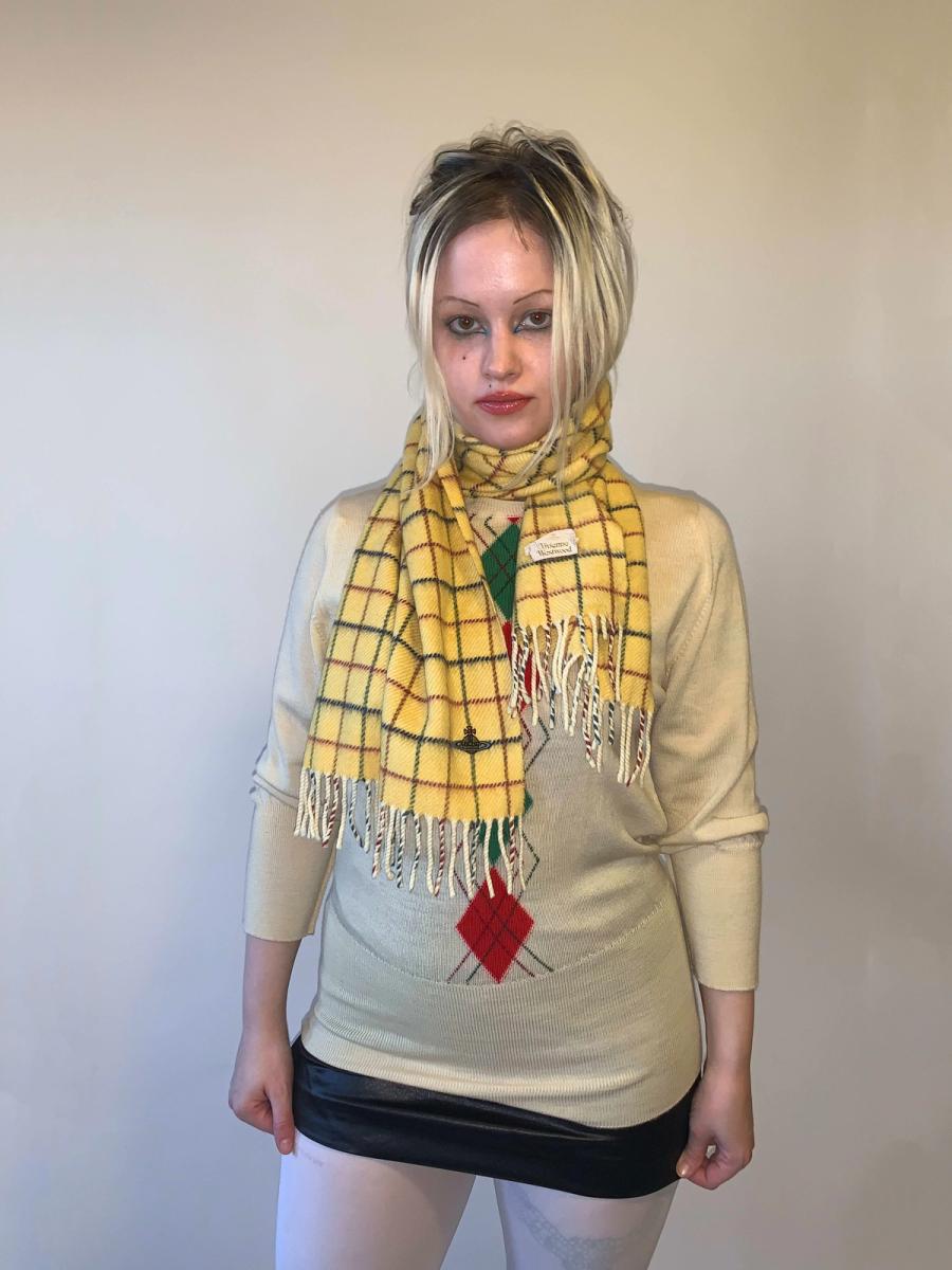 90s Vivienne Westwood Windowpane Plaid Scarf product image