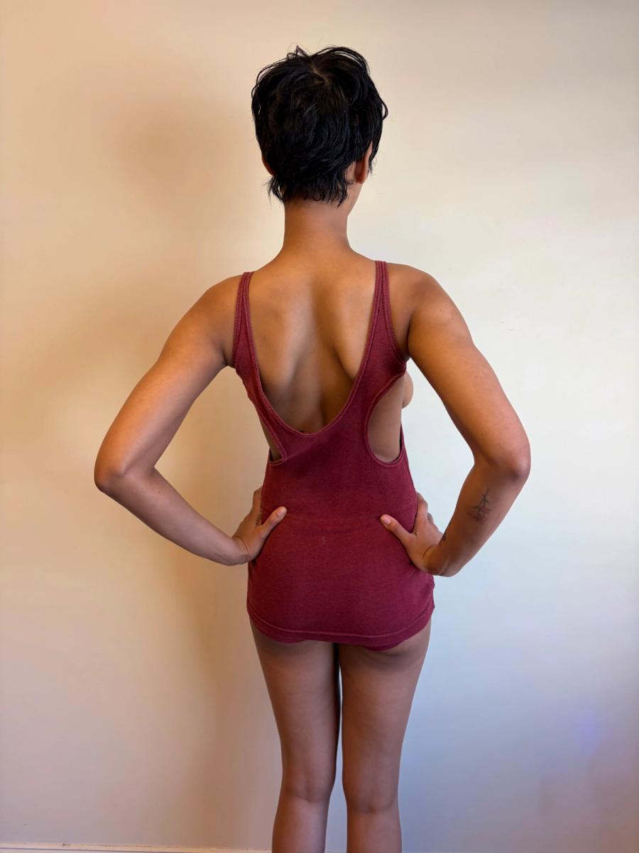 1920s-30s Ruby Red Knit Swimsuit product image