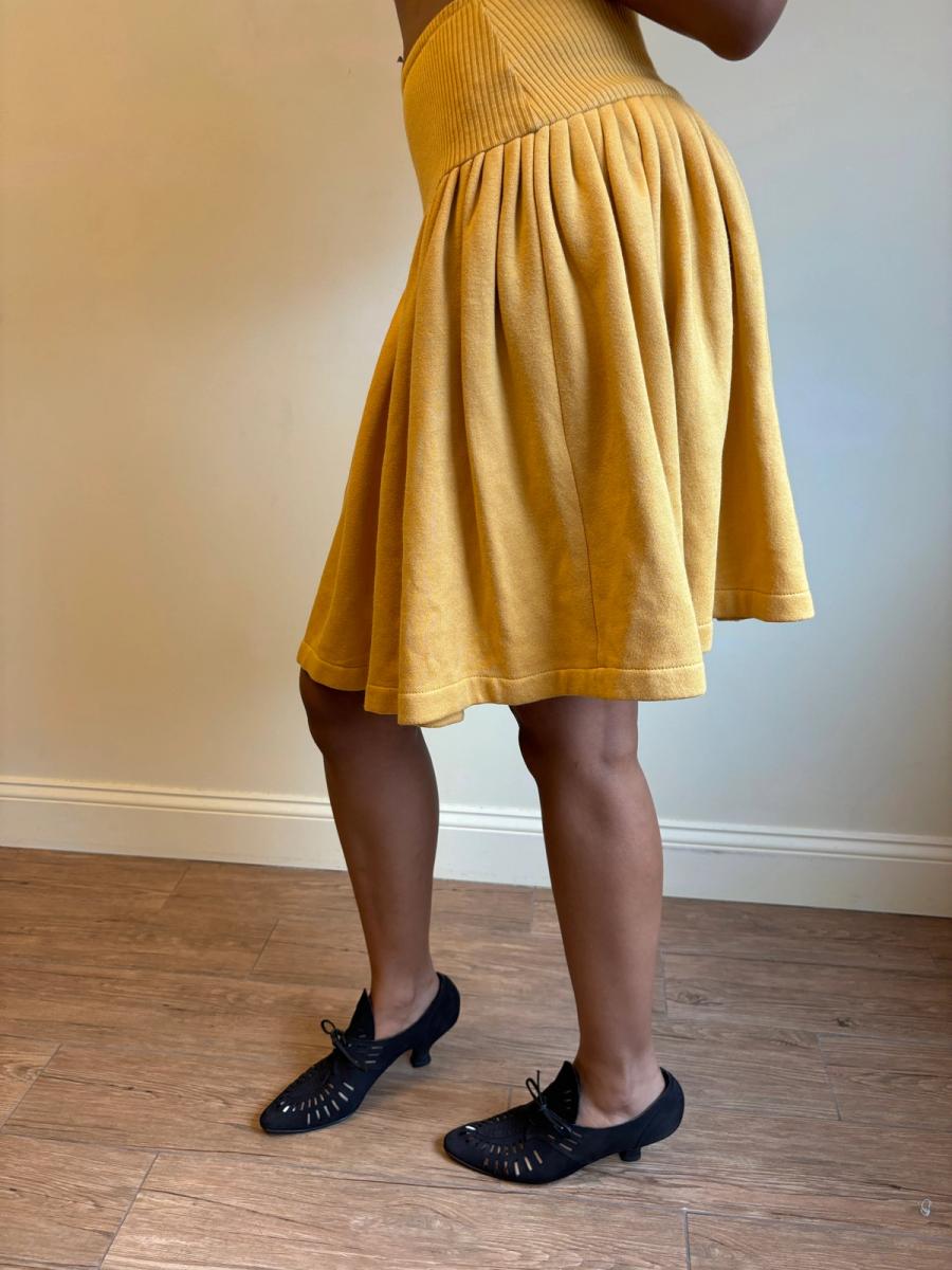 80s Norma Kamali Ochre Sweatshirt Skirt  product image