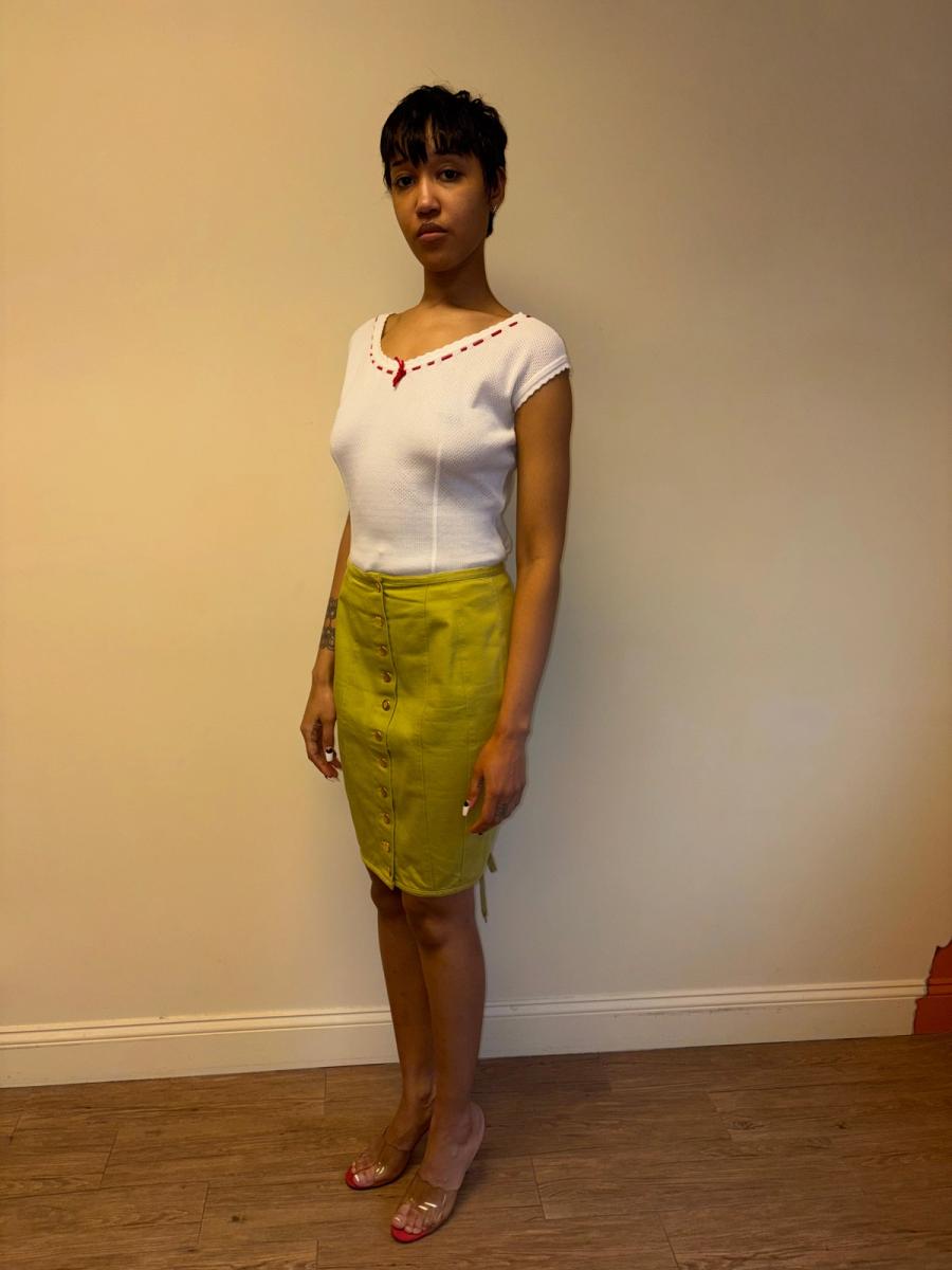 80s Junior Gaultier Green Lace Up Skirt product image
