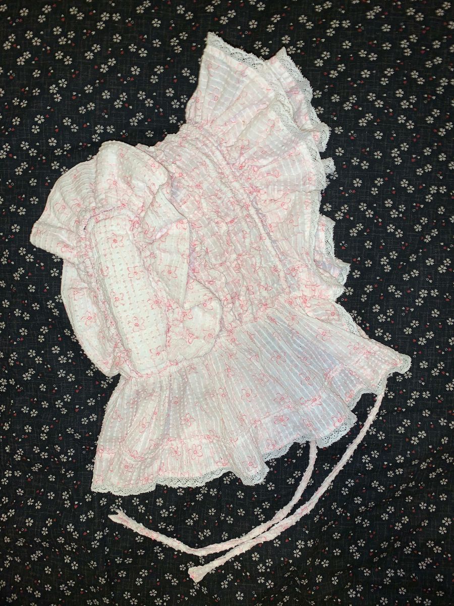 1880s Pink French Calico Bonnet product image