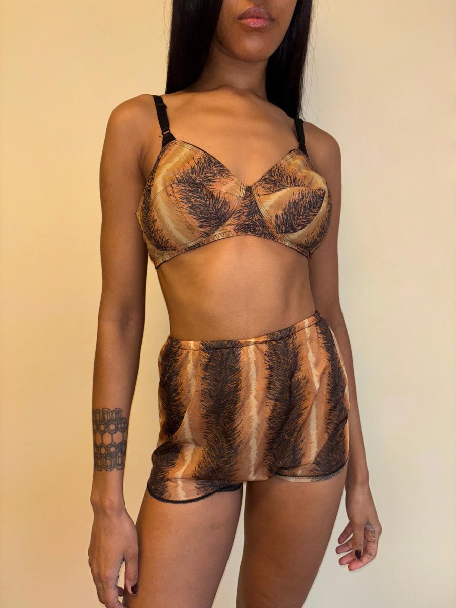60s or 70s Four Piece Tiger Print Lingerie Set product image
