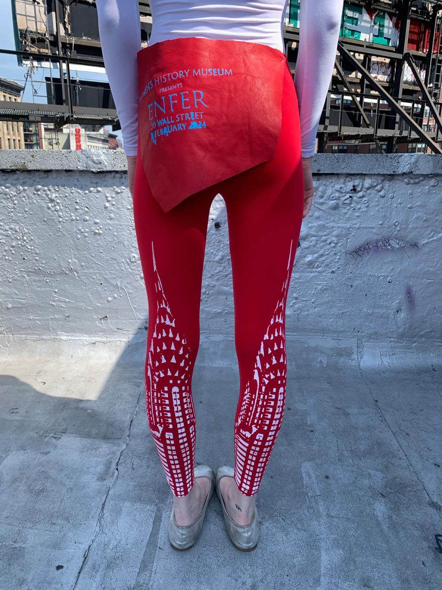 Rat & Chrysler Building Red Leggings with Leather product image