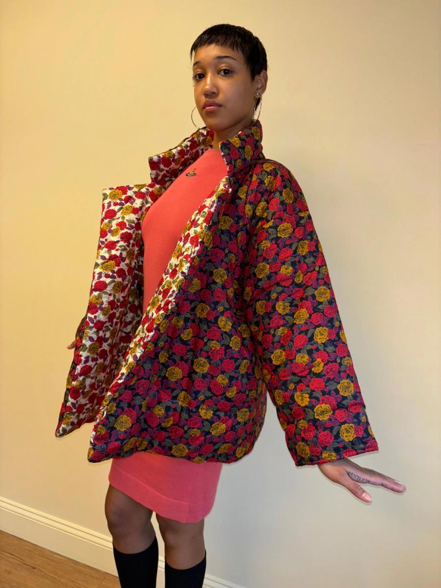 80s Norma Kamali Reversible Floral Coat product image