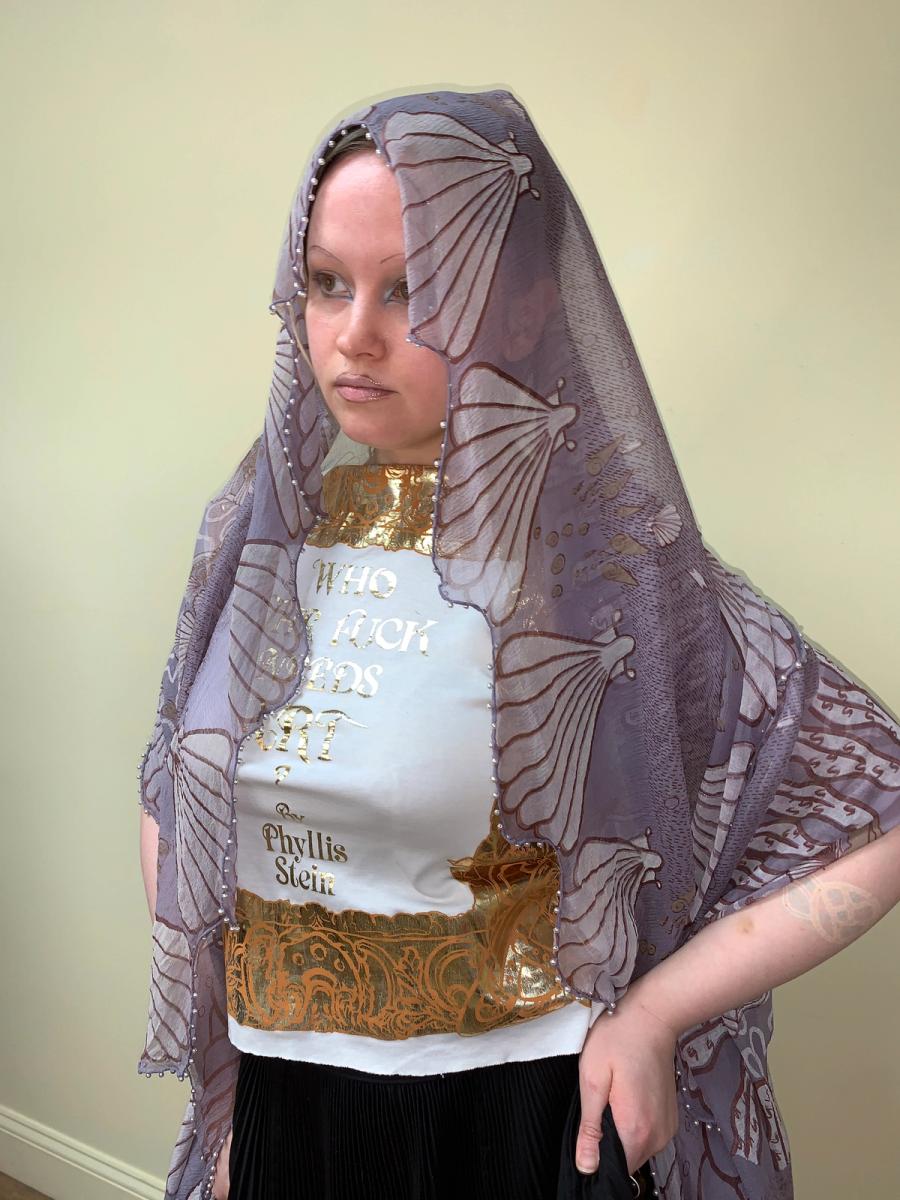 Zandra Rhodes Chiffon Shawl With Pearl Beaded Edges  product image