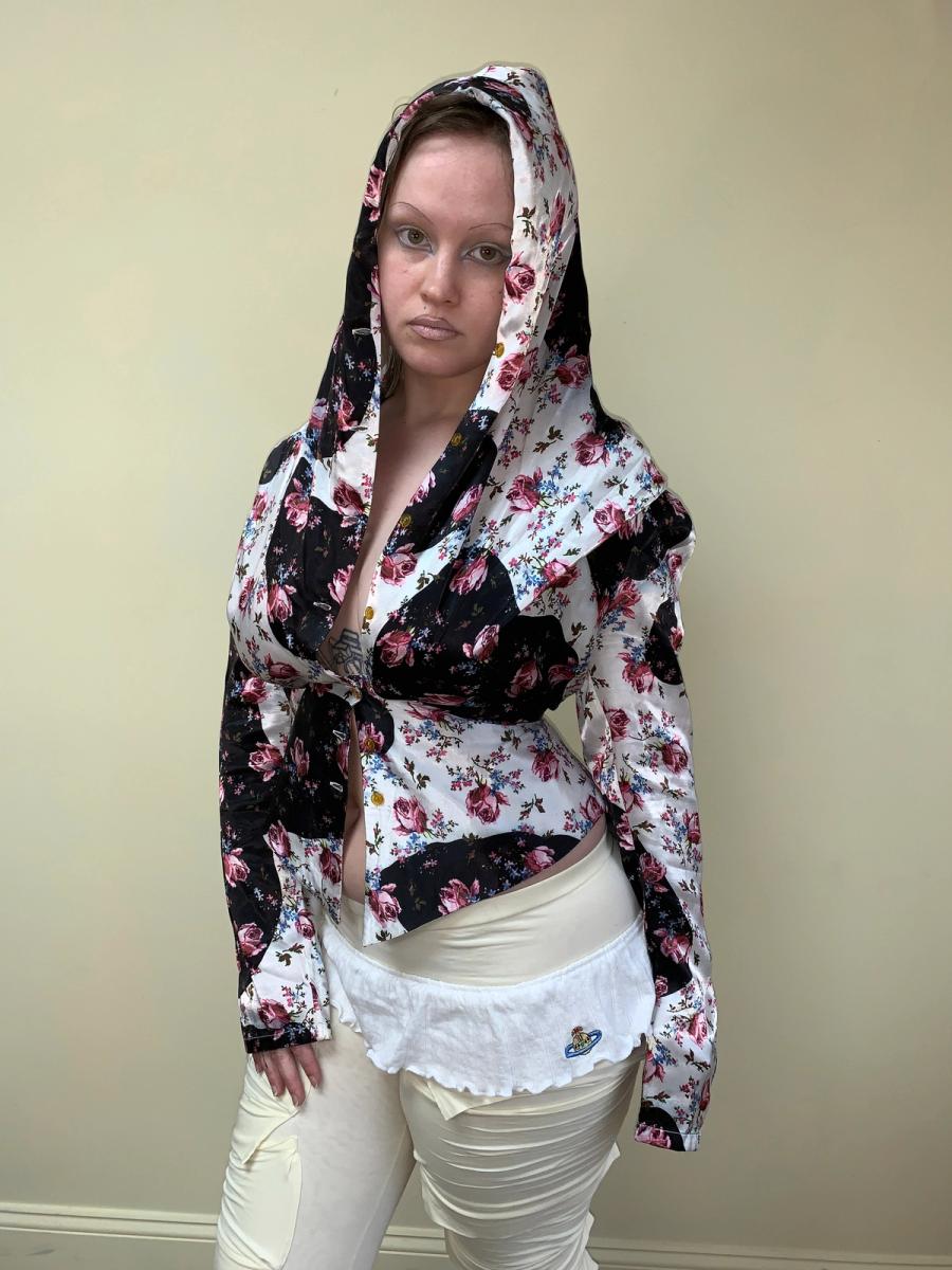 1996 Vivienne Westwood Rose Print Hooded Blouse product image