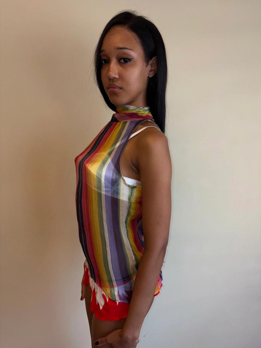 1930s Rainbow Chiffon Crepe Top product image