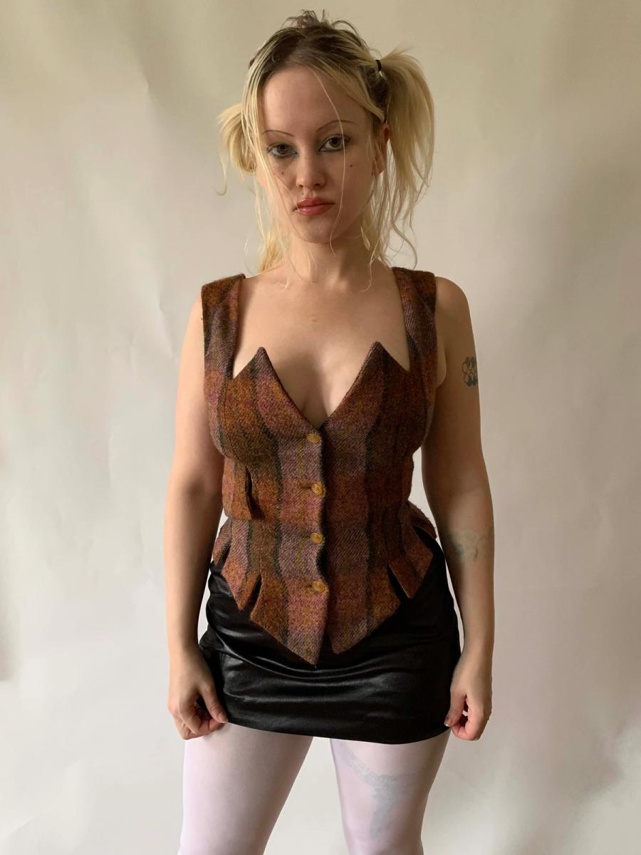 Vivienne Westwood Tartan Vest with Jagged Neckline product image