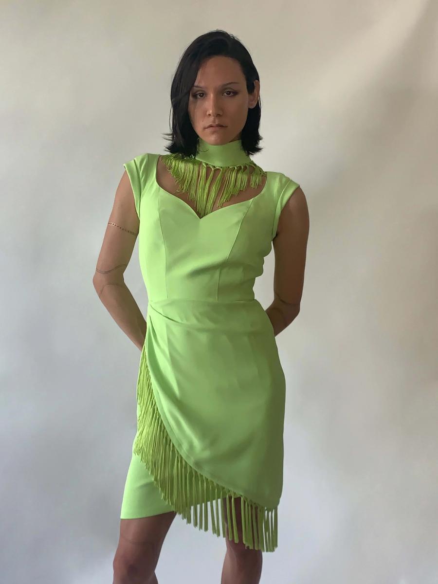 1990s Thierry Mugler Fringe "Tie" Dress product image