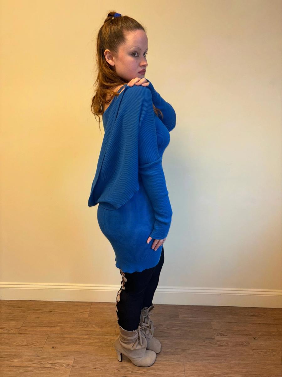 80s Angelo Tarlazzi Blue Dress with Shrug product image