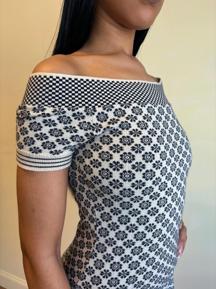 Junior Gaultier Fair Isle Knit Off the Shoulder Dress product image