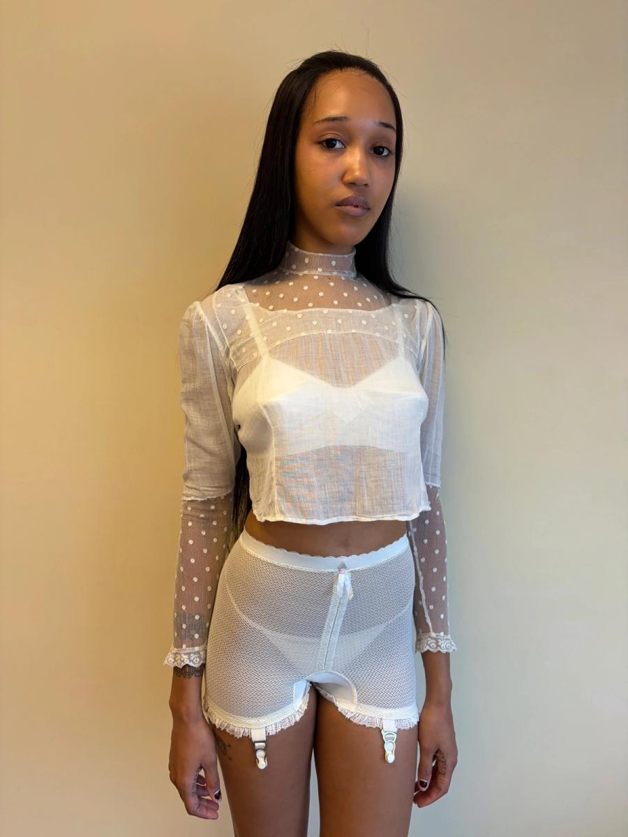 Edwardian White Lace Dot Blouse product image