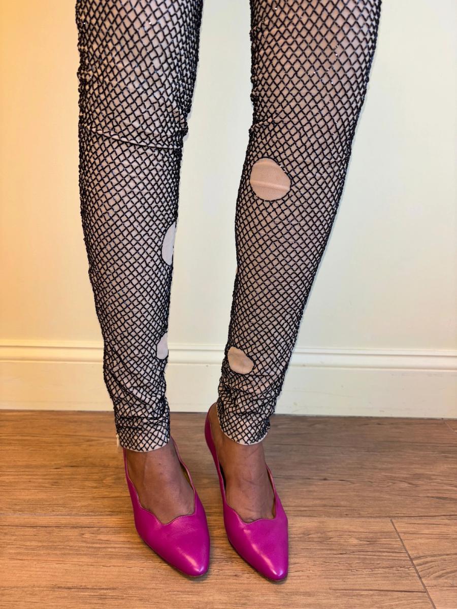 Vintage Marjan Pejoski Beaded Trompe L'oeil "Torn" Fishnet Leggings product image