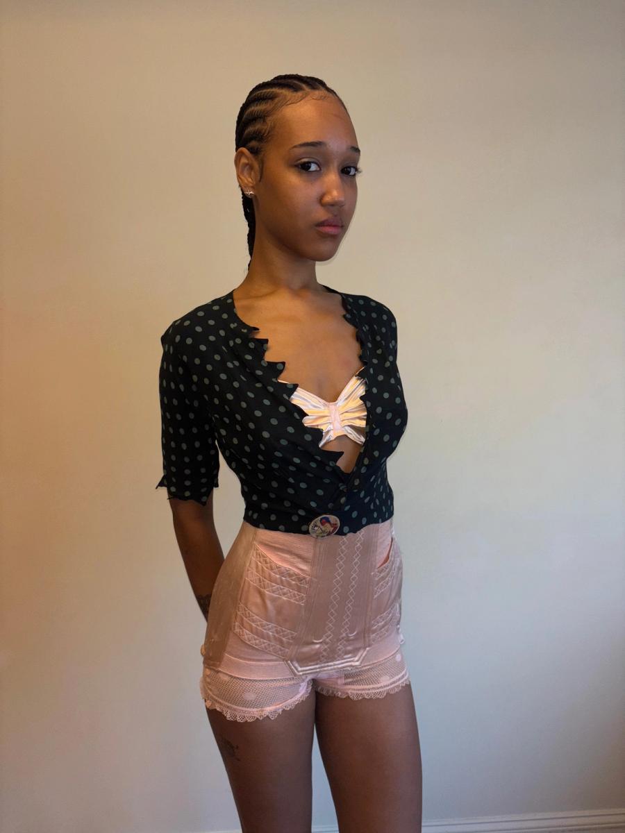 30s Polka Dot Top with Jagged Hem product image
