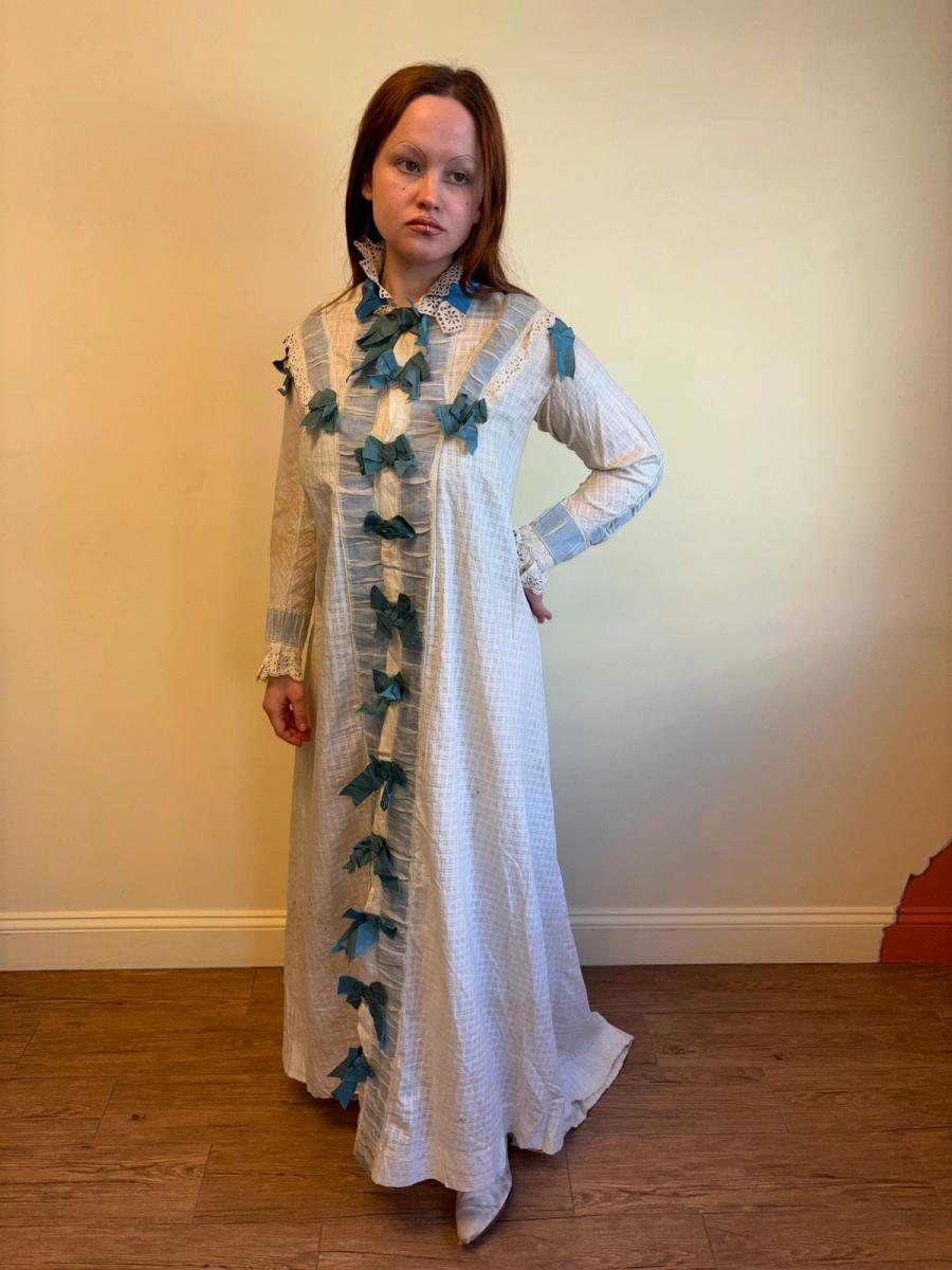 Victorian Dressing Gown with Blue Ribbons product image