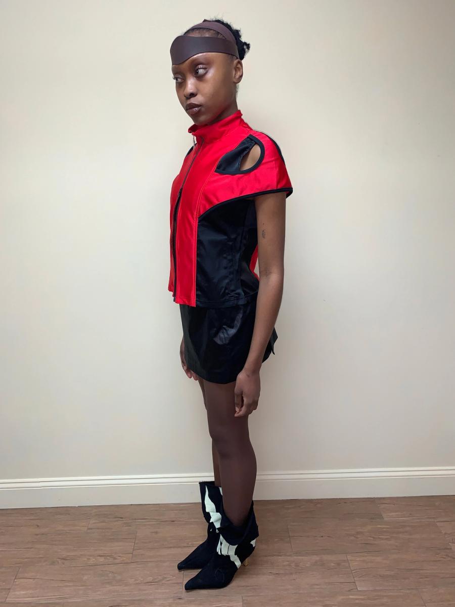 90s Fötus Red and Black Cutout Top product image