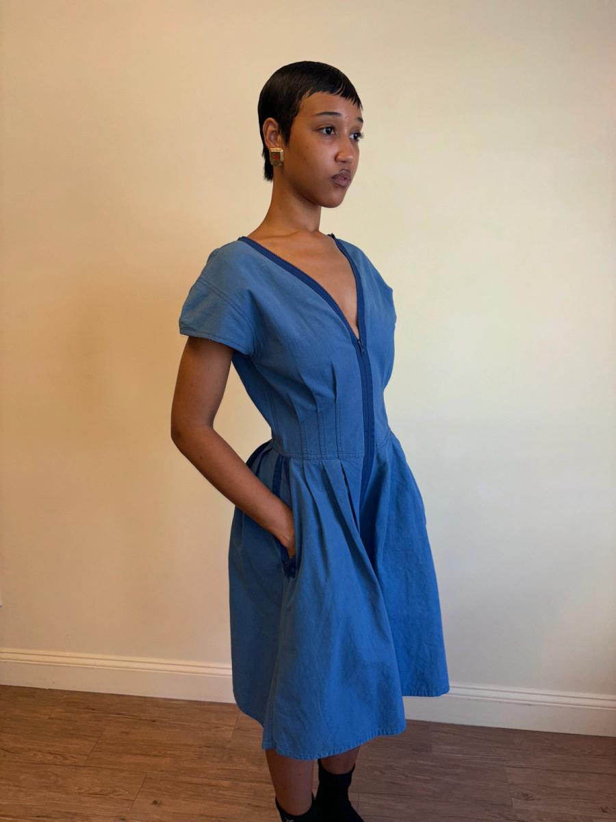 80s Krizia Chambray Romper with Zippers product image