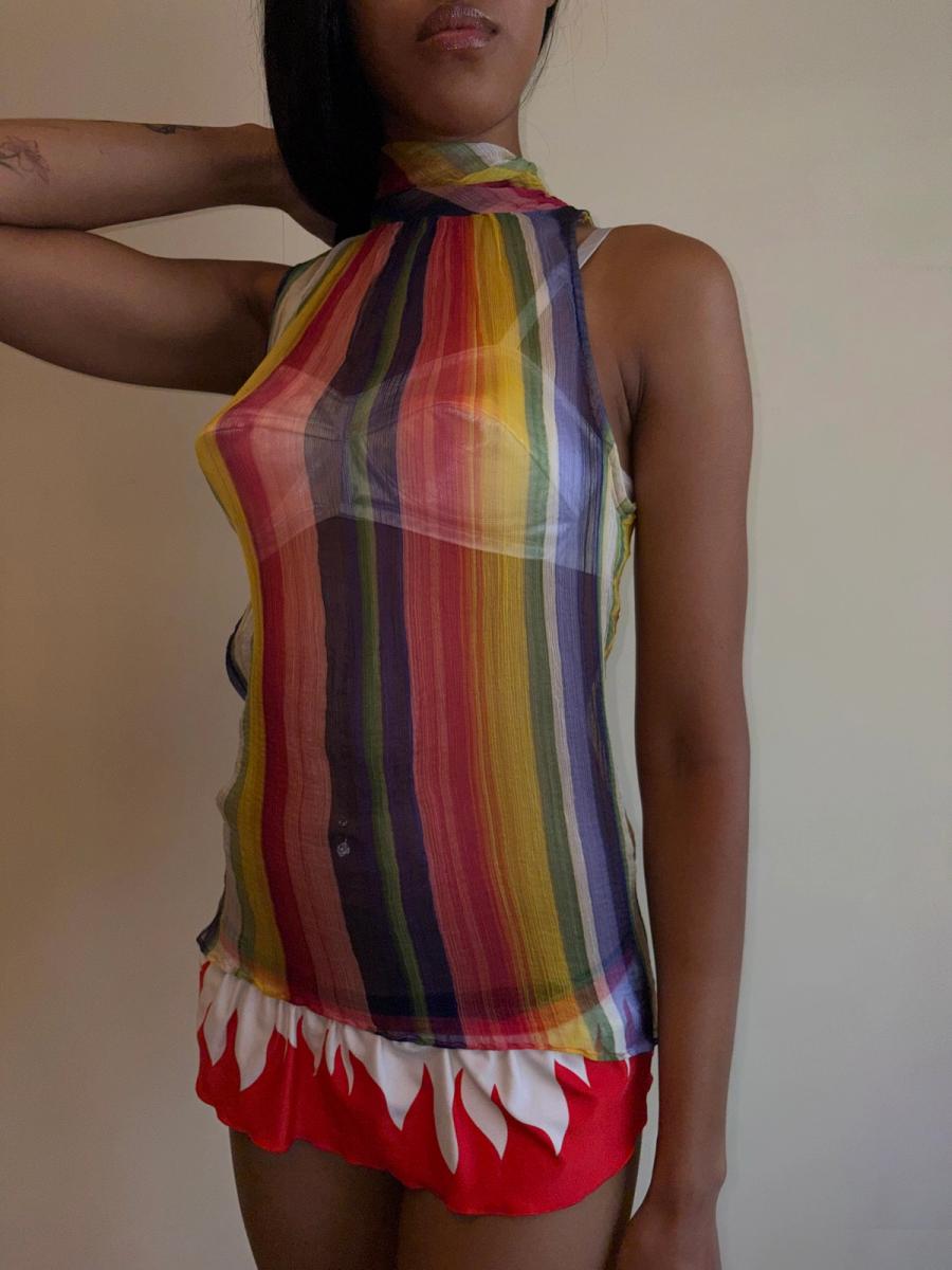 1930s Rainbow Chiffon Crepe Top product image
