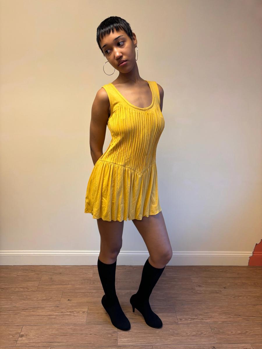 80s Koos Van Den Akker Shredded Yellow Bubble Dress product image