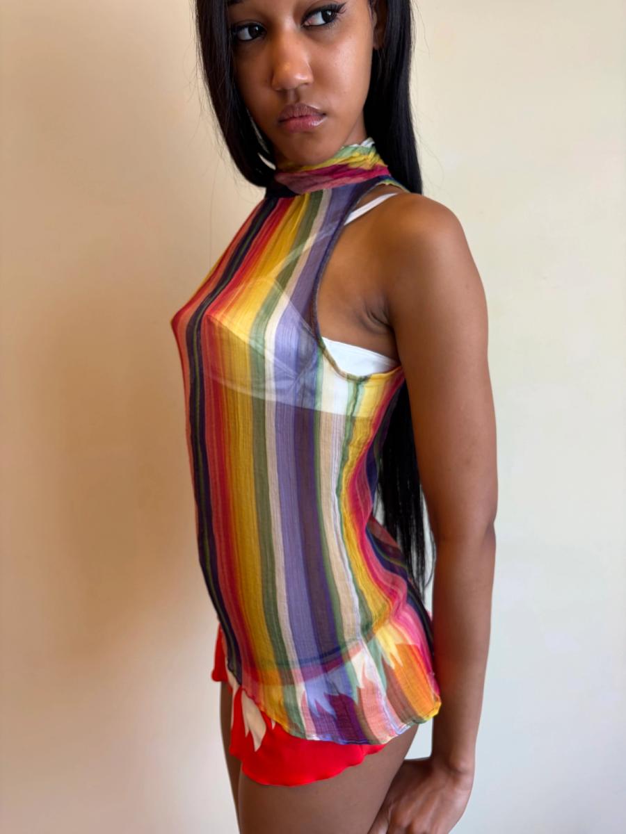 1930s Rainbow Chiffon Crepe Top product image