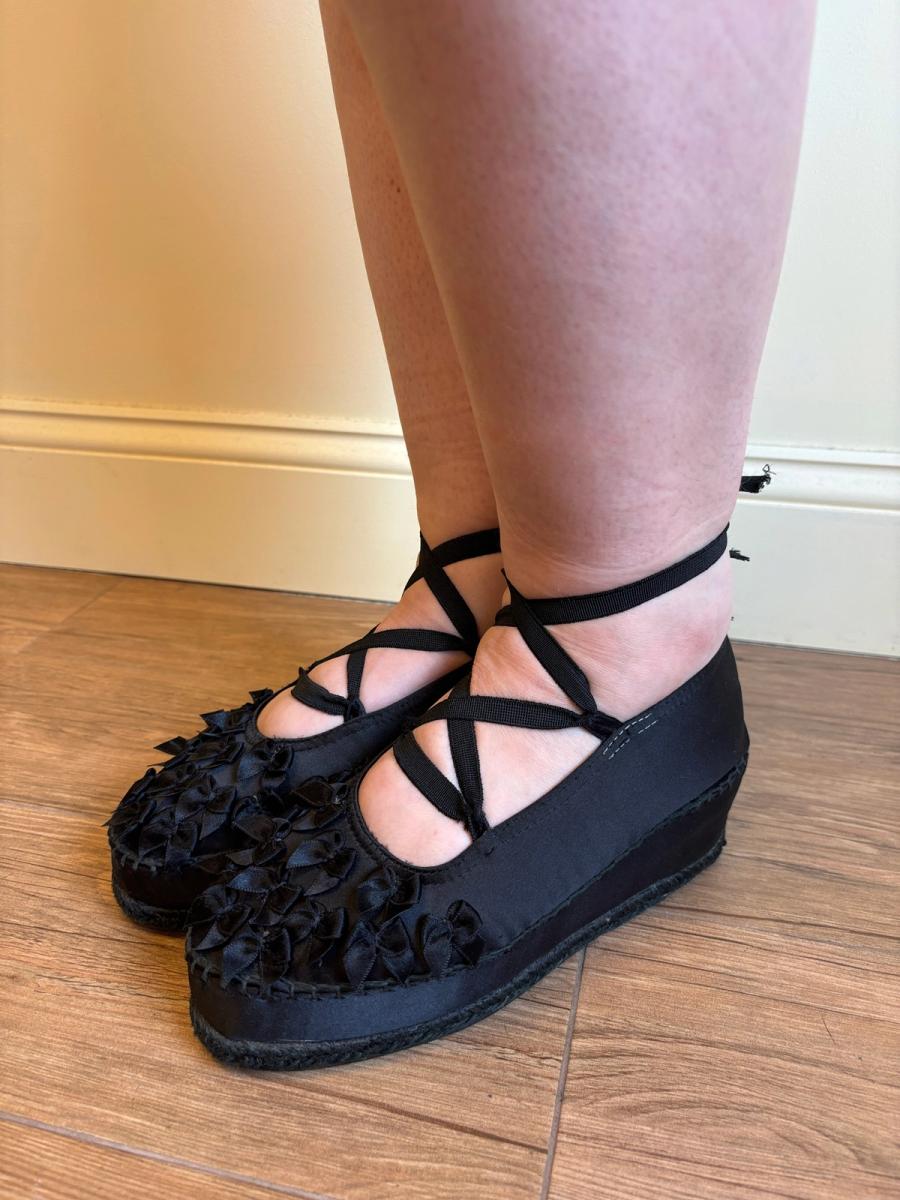 Vintage Satin Bow Espadrilles