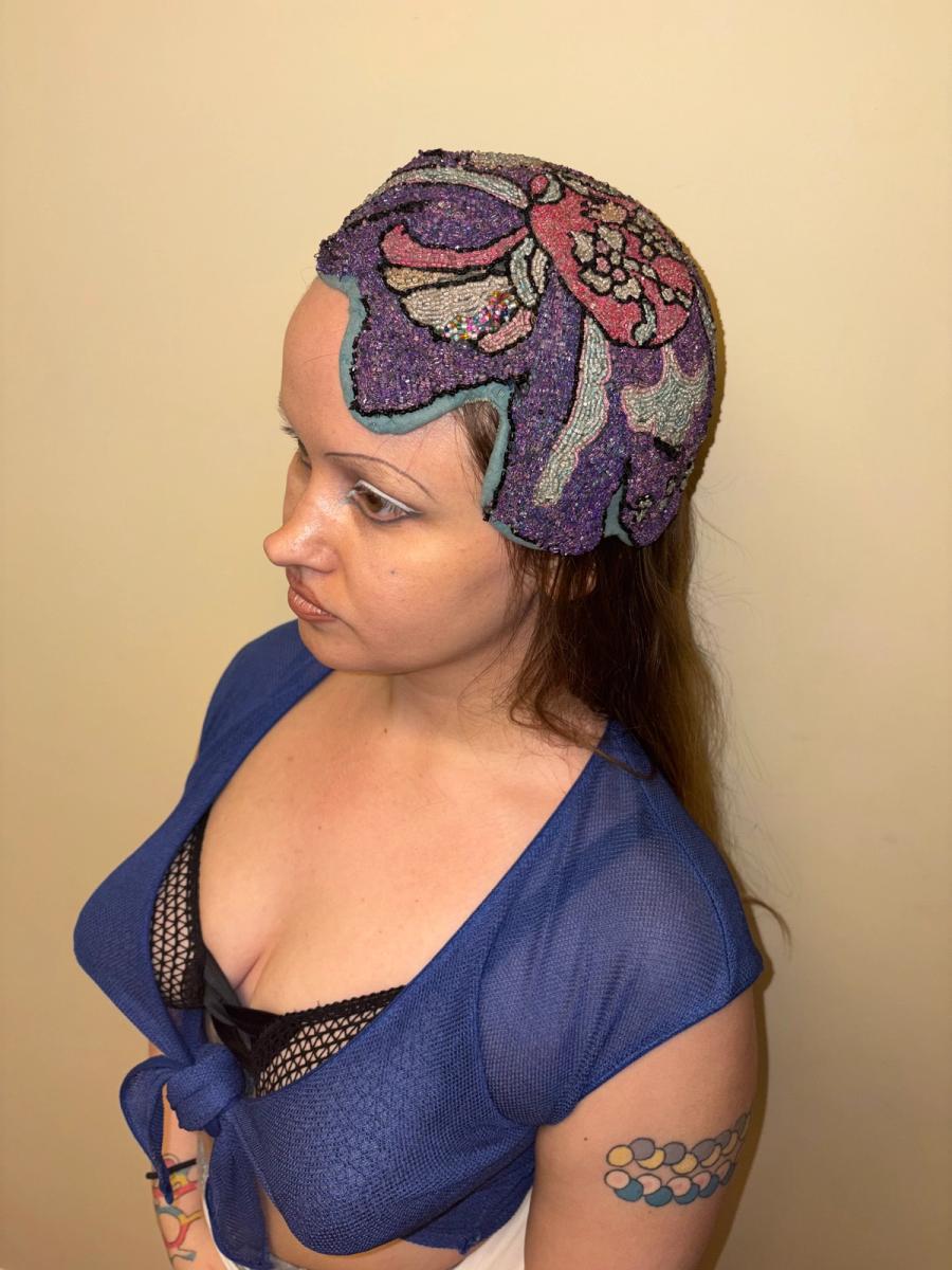1920s Beaded Casque Helmet Hat product image