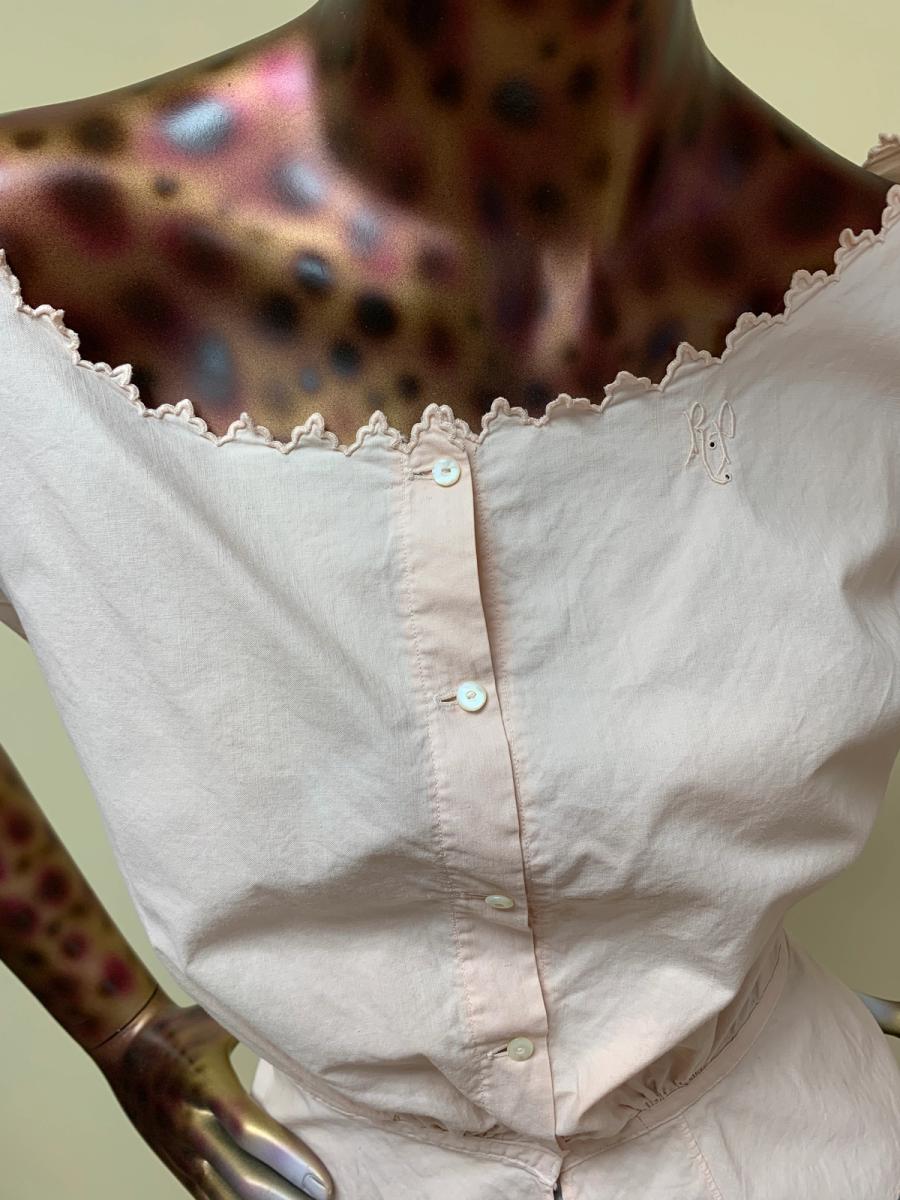 Antique Embroidered Pink Cotton Corset Cover product image