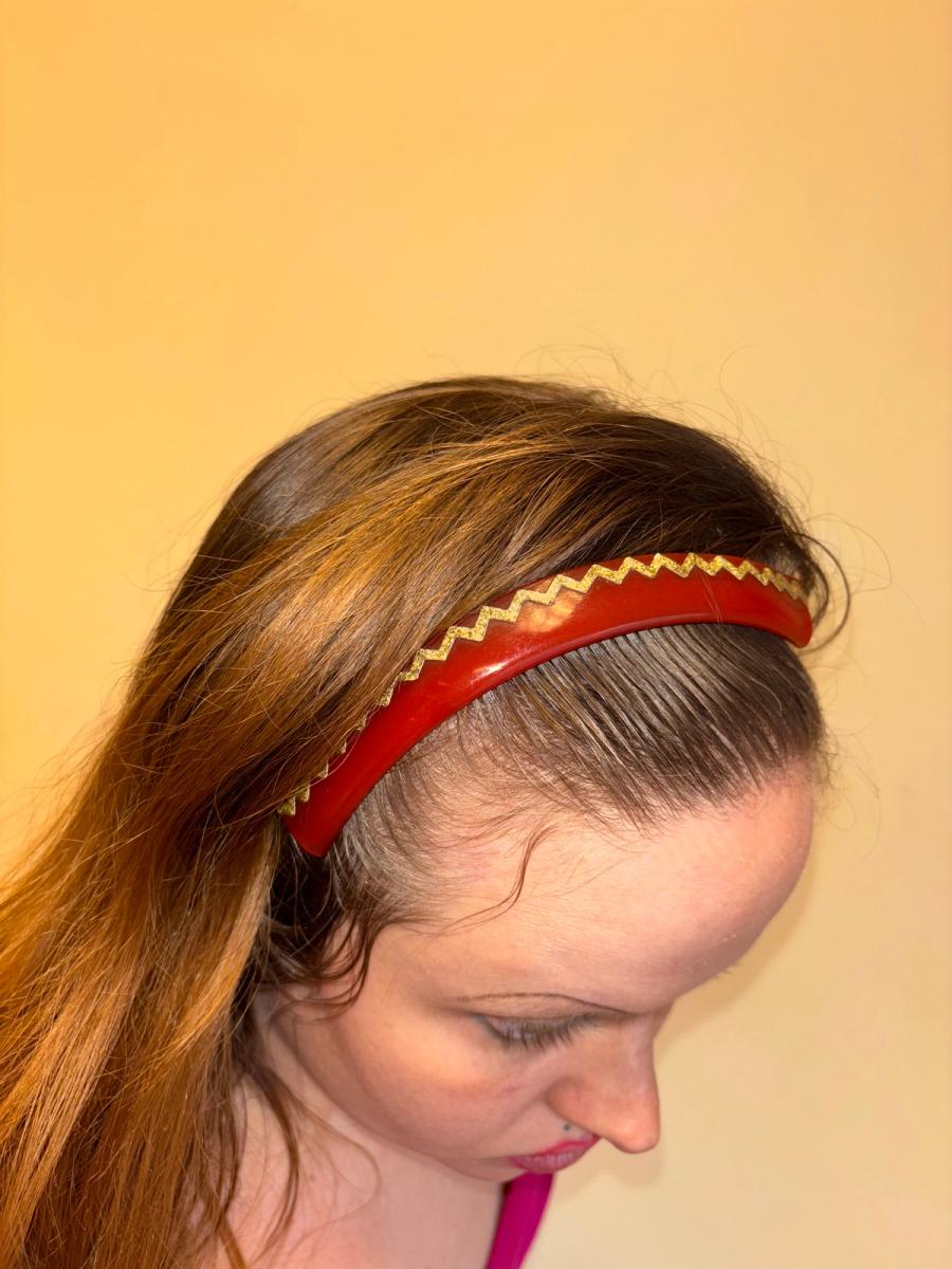 1940s French Early Plastic Amber Zig Zag Hair Comb product image