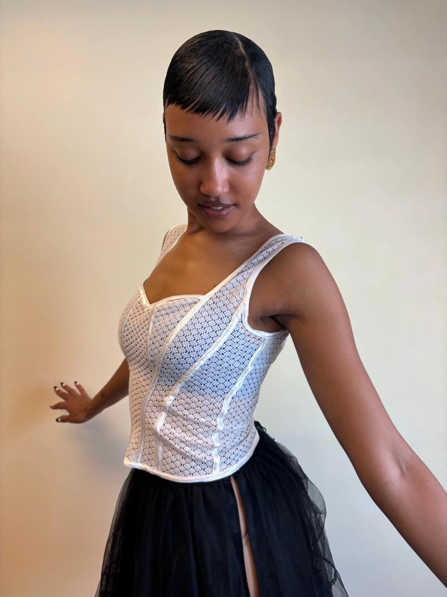 90s Chantal Thomass Seamed Lace Bustier Top product image