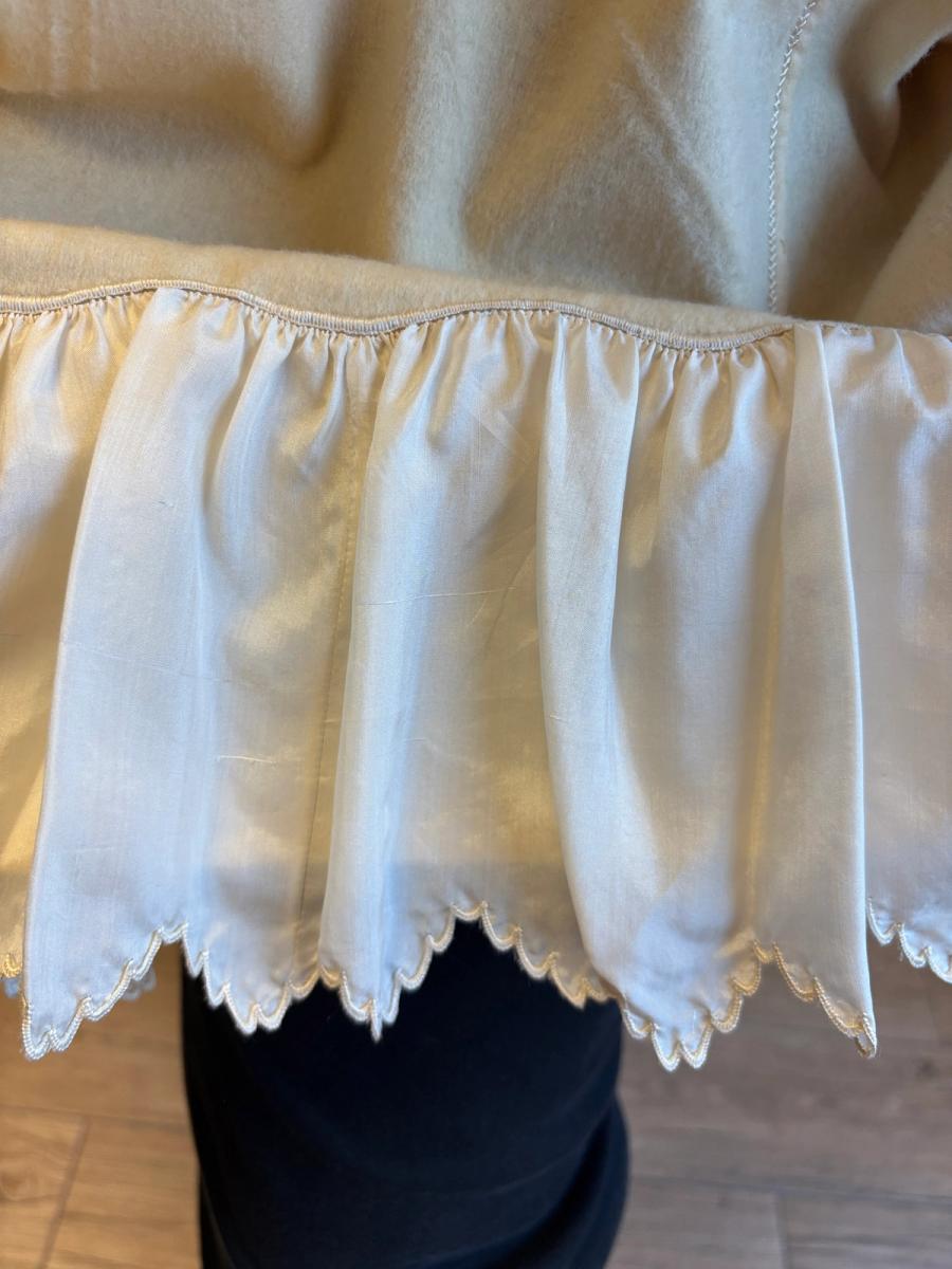 Antique French Short Flannel Petticoat with Scalloped Silk Trim product image