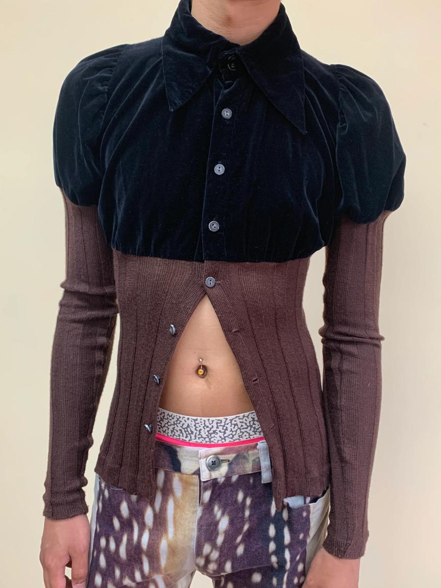 90s Condire 20471120 Velvet Dramatic Shoulder Top product image