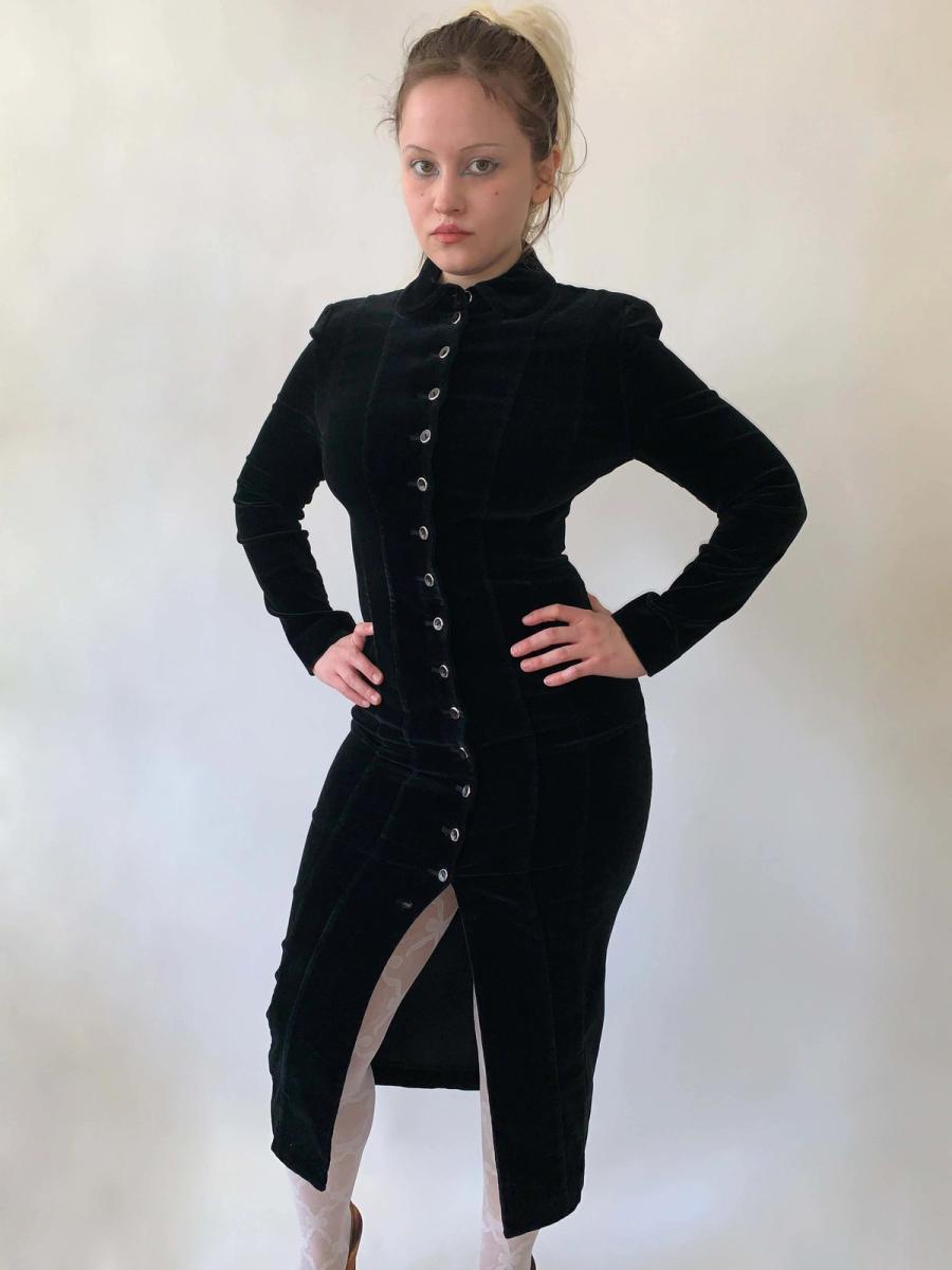 Chantal Thomass Black Velvet Bodycon Dress